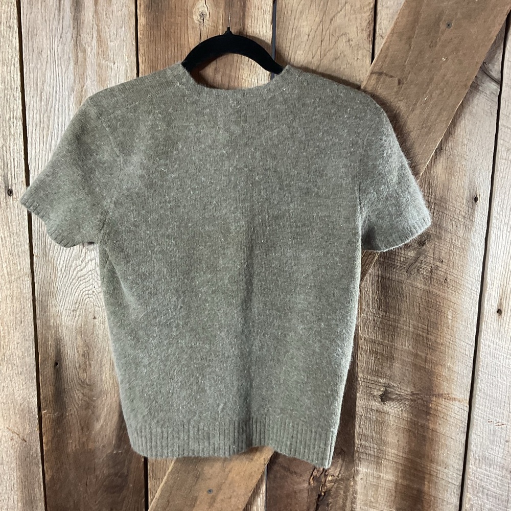 Abercrombie & Fitch Lambswool & Rabbit Hair Blend Olive Green Short SleeveSize M - Picture 4 of 5